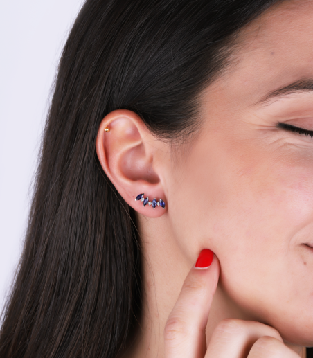 Pendientes Oro blanco 18k y Zafiros "D'Elsa"