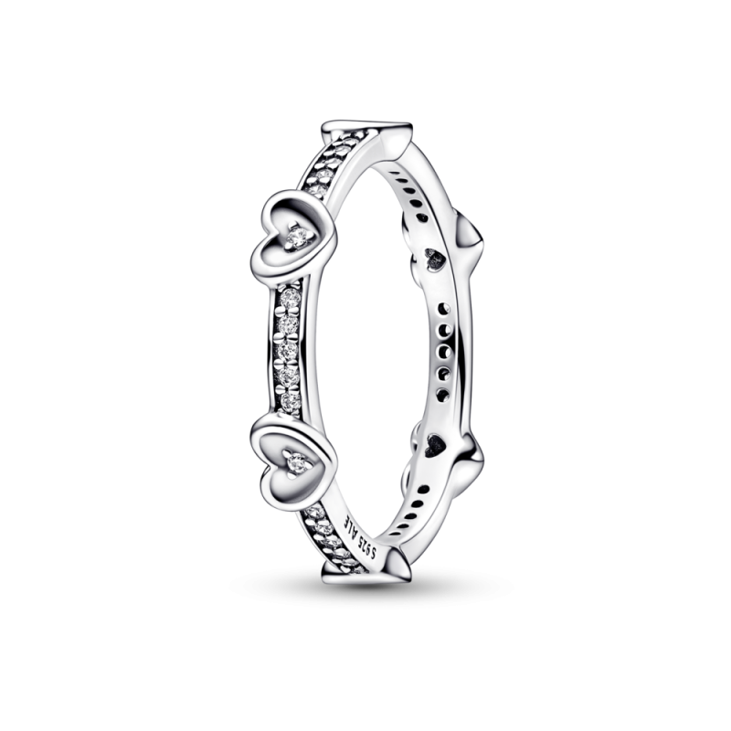 ANILLO PANDORA PLATA DE LEY CORAZONES RADIANTES BRILLANTES 192496C01 ANILLO PANDORA PLATA DE LEY CORAZONES RADIANTES BRILLANTES 192496C01