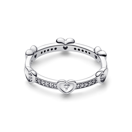 ANILLO PANDORA PLATA DE LEY CORAZONES RADIANTES BRILLANTES 192496C01