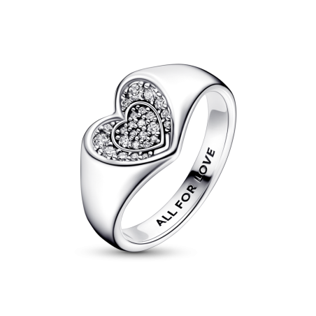 ANILLO PANDORA PLATA CORAZON RADIANTE EN PAVÉ 192491C01