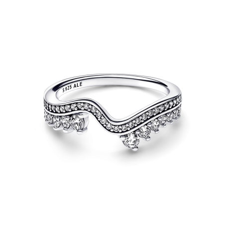 ANILLO PANDORA EN PLATA DE LEY OLA ASIMETRICA BRILLANTE 192543C01
