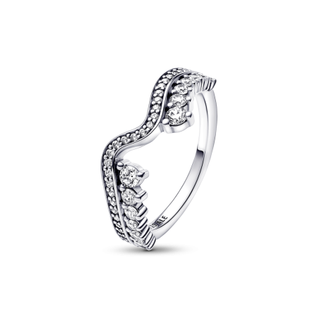 ANILLO PANDORA EN PLATA DE LEY OLA ASIMETRICA BRILLANTE 192543C01