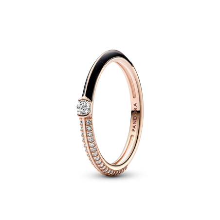 ANILLO PANDORA ME BAÑO ORO ROSA 14K NEGRO & PAVÉ 182528C01