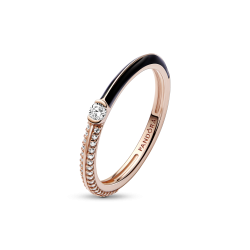 ANILLO PANDORA ME BAÑO ORO ROSA 14K NEGRO & PAVÉ 182528C01
