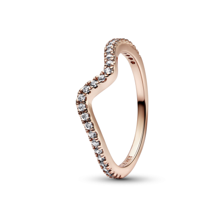 ANILLO PANDORA BAÑO ORO ROSA 14K OLA BRILLANTE 182539C01