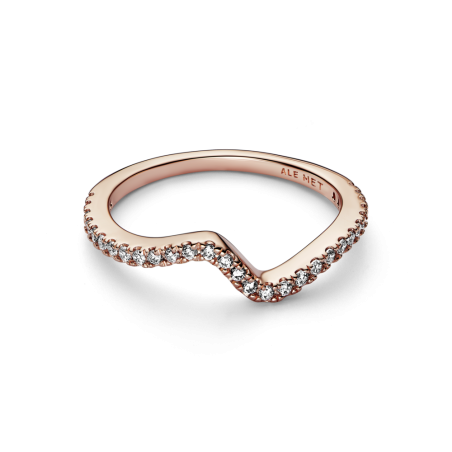 ANILLO PANDORA BAÑO ORO ROSA 14K OLA BRILLANTE 182539C01