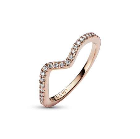 ANILLO PANDORA BAÑO ORO ROSA 14K OLA BRILLANTE 182539C01