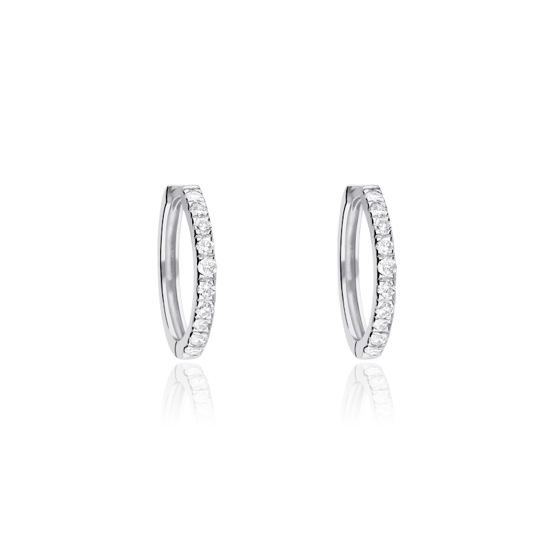 PENDIENTES ARO "BARGAGLI" ORO BLANCO 18K Y DIAMANTES