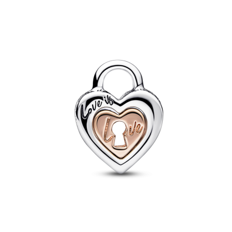 CHARM PANDORA PLATA DE LEY CANDADO CORAZON DOS TONOS 782505C00