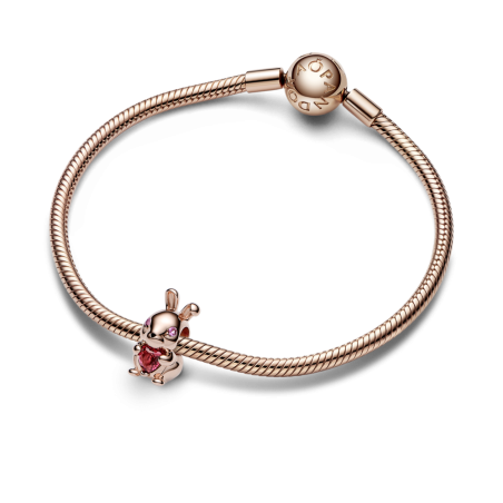 CHARM PANDORA PLATA BAÑO ORO ROSA 14K AÑO CHINO DEL CONEJO 782471C01