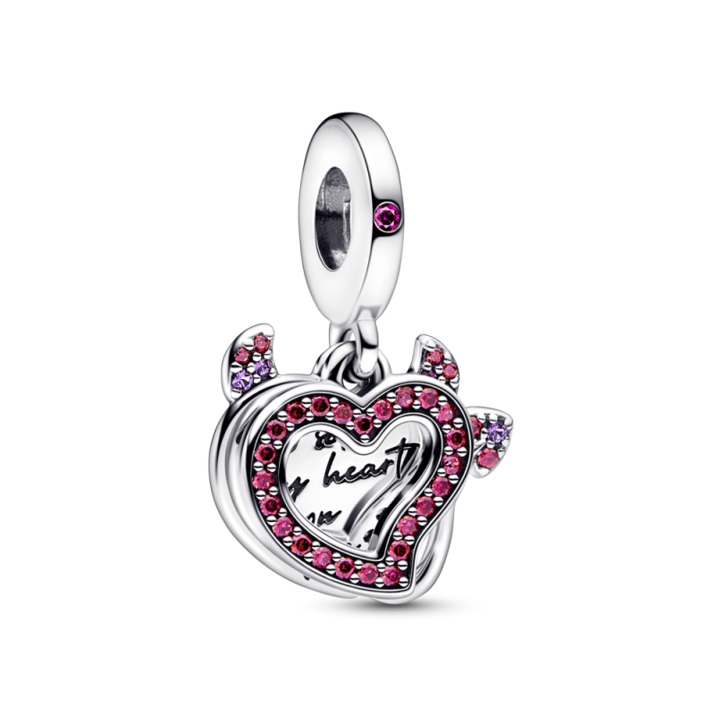 CHARM PANDORA PLATA DE LEY COLGANTE DOBLE CORAZON DIABLO 792511C01