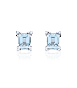 Pendientes Oro 18k aguamarina y diamantes 0.04cts "Bagnasco"