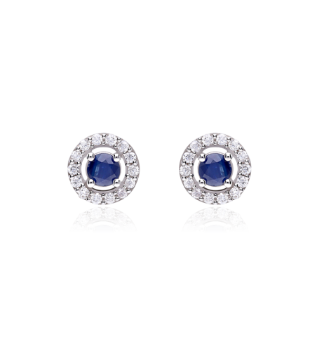 Pendientes Oro 18k zafiros y diamantes 0.17cts "Barghe"