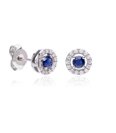 Pendientes Oro 18k zafiros y diamantes 0.17cts "Barghe"
