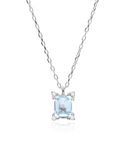 Gargantilla Oro 18k aguamarina y diamantes 0.02cts "Bagnasco"