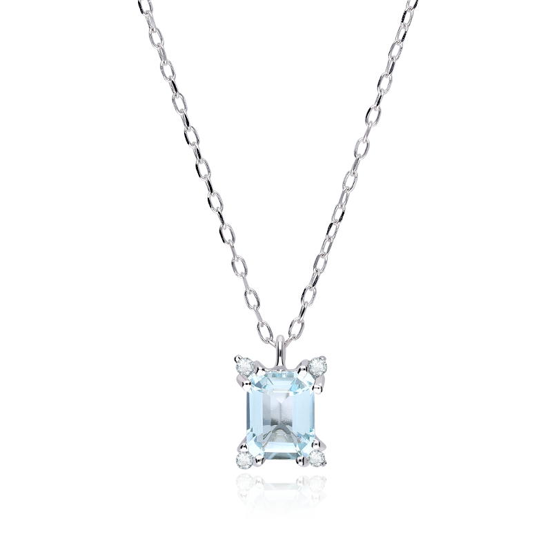 Gargantilla Oro 18k aguamarina y diamantes 0.02cts "Bagnasco"