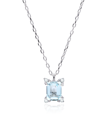 Gargantilla Oro 18k aguamarina y diamantes 0.02cts "Bagnasco"