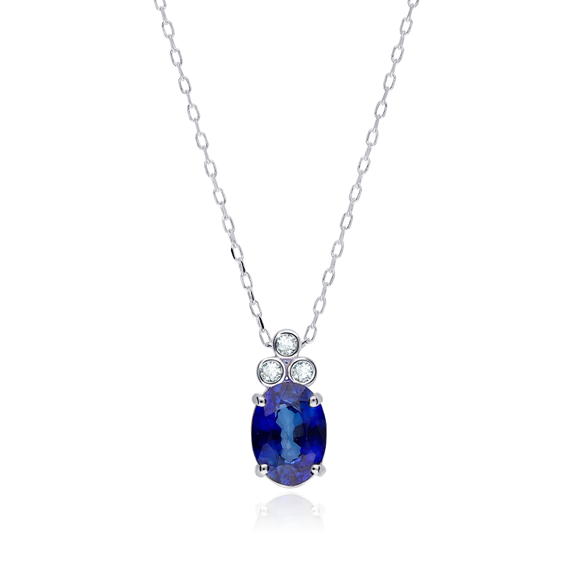 Gargantilla Oro 18k, zafiro y diamantes 0.02cts "Barile"