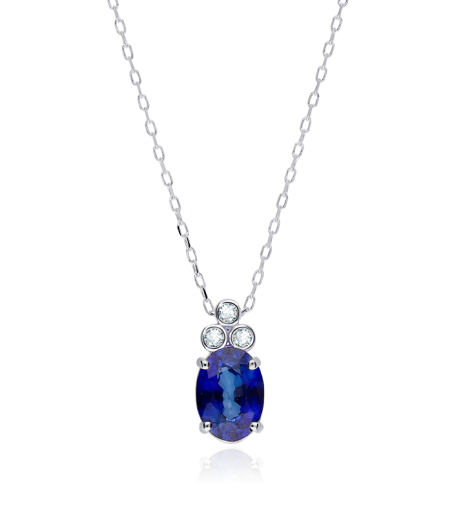 Gargantilla Oro 18k, zafiro y diamantes 0.02cts "Barile"