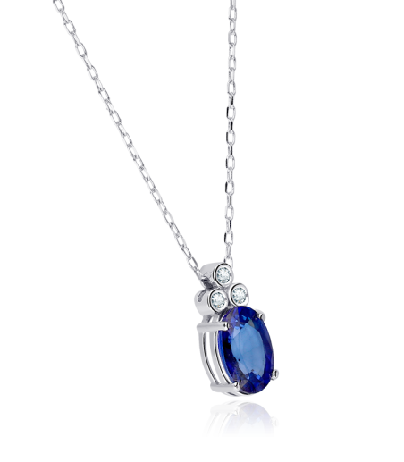 Gargantilla Oro 18k, zafiro y diamantes 0.02cts "Barile"