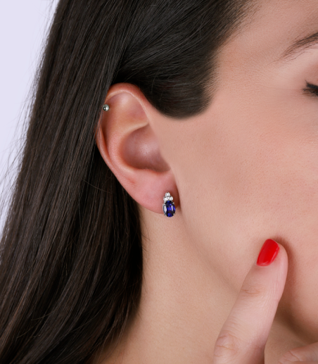 PENDIENTES "BARILE" DIAMANTES Y ZAFIROS