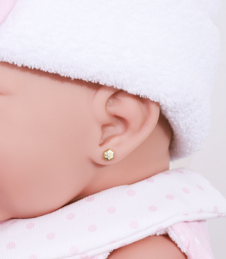 Pendientes Oro 18k y Circonitas flor "Marta"