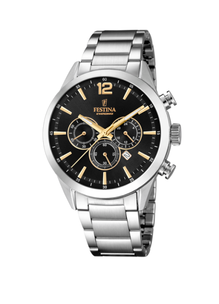 RELOJ FESTINA TIMELESS CHRONOGRAPH NEGRO CORREA ACERO HOMBRE F20343/4