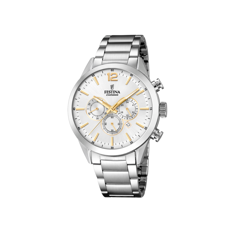 RELOJ FESTINA TIMELESS CHRONOGRAPH PLATA CORREA ACERO HOMBRE F20343/1