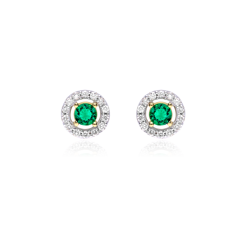 Pendientes "Barghe" Esmeraldas y Diamantes 0.20 cts