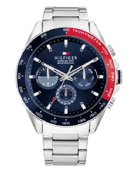 RELOJ TOMMY HILFIGER OWEN ACERO AZUL Y ROJO 1791968