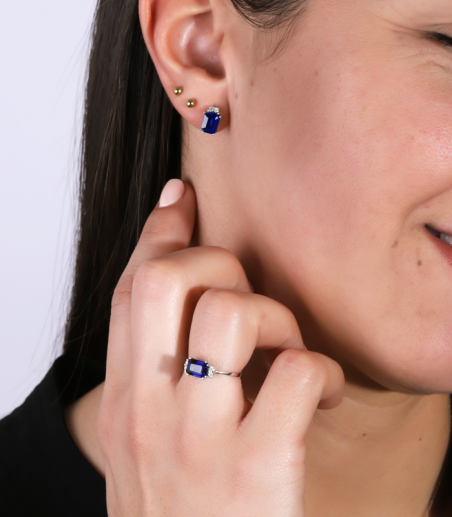 Anillo "Biella" Zafiro y Diamantes