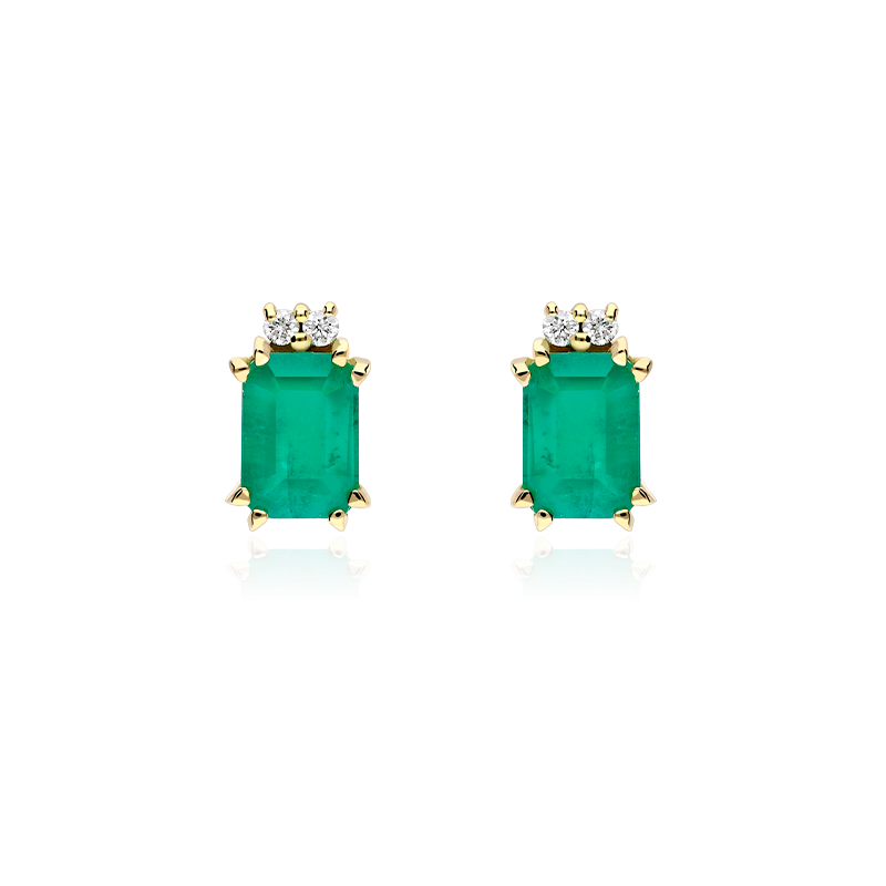 PENDIENTES "BIELLA" ESMERALDAS Y DIAMANTES