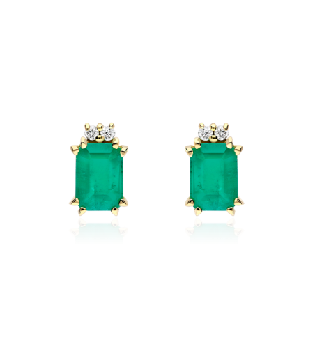 PENDIENTES "BIELLA" ESMERALDAS Y DIAMANTES