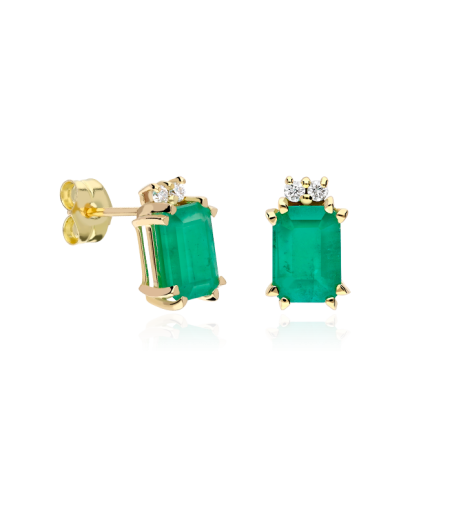 PENDIENTES "BIELLA" ESMERALDAS Y DIAMANTES