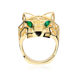 ANILLO ORO AMAR LEOPARDO CIRC BLAN Y VER