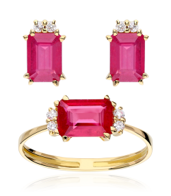 CONJUNTO "BIELLA" DIAMANTES Y RUBIES
