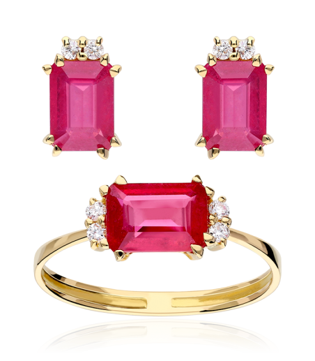 CONJUNTO "BIELLA" DIAMANTES Y RUBIES