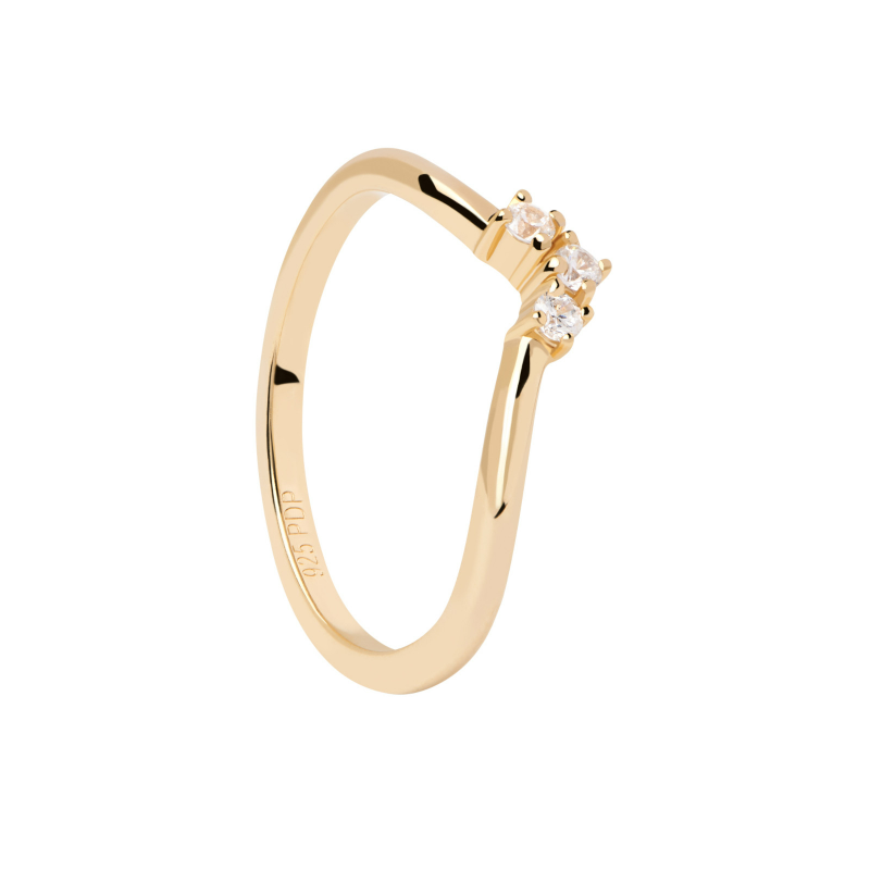 ANILLO PDPAOLA CORONA MINI PLATA BAÑO ORO CIRCONITAS BLANCAS AN01-826