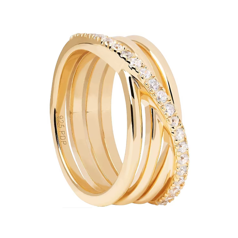 ANILLO PDPAOLA CRUISE MULTI AROS PLATA BAÑO ORO CIRCONITAS AN01-905 ANILLO PDPAOLA CRUISE MULTI AROS PLATA BAÑO ORO CIRCONITAS AN01-905