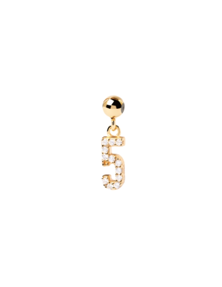 CHARM PDPAOLA NUMERO 5 DE PLATA CON BAÑO DE ORO Y CIRCONITA CH01-005-U