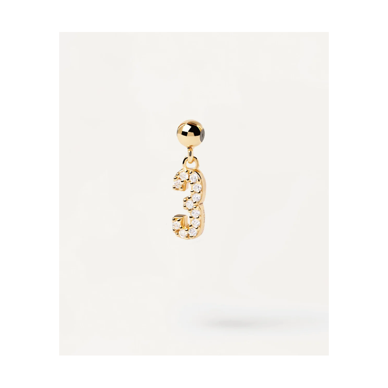 CHARM PDPAOLA NUMERO 3 DE PLATA CON BAÑO DE ORO Y CIRCONITA CH01-007-U CHARM PDPAOLA NUMERO 3 DE PLATA CON BAÑO DE ORO Y CIRCONITA CH01-007-U