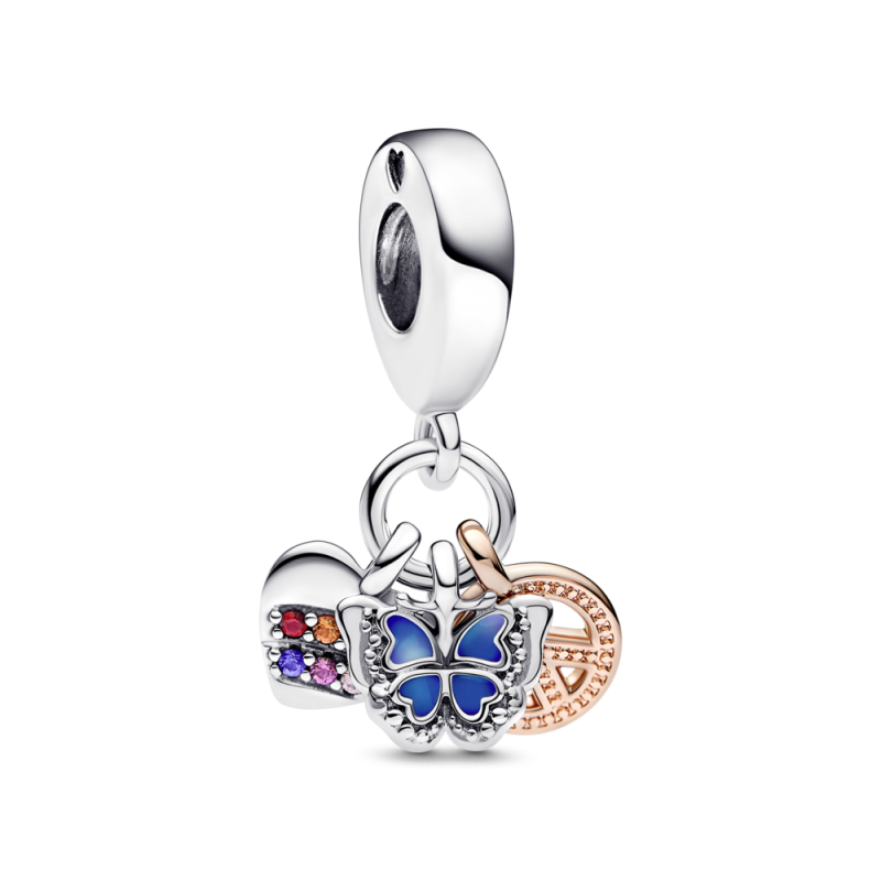 CHARM PANDORA COLGANTE TRIPLE ARCOIRIS MARIPOSA & PAZ 782572C01