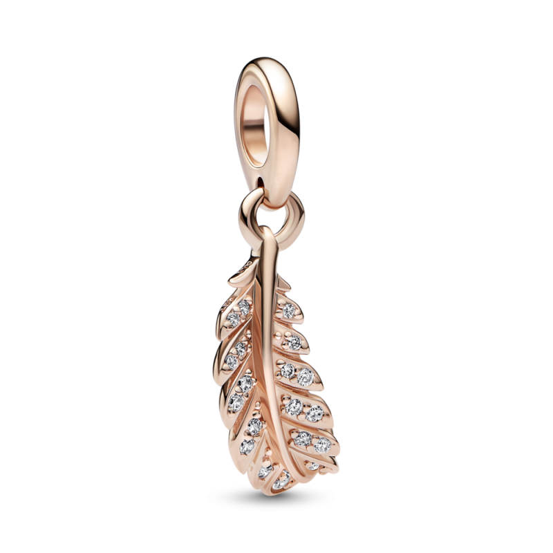 CHARM PANDORA COLGANTE PLUMA CURVADA CON BAÑO ORO ROSA 14K 782578C01 CHARM PANDORA COLGANTE PLUMA CURVADA CON BAÑO ORO ROSA 14K 782578C01