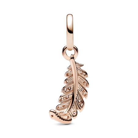 CHARM PANDORA COLGANTE PLUMA CURVADA CON BAÑO ORO ROSA 14K 782578C01