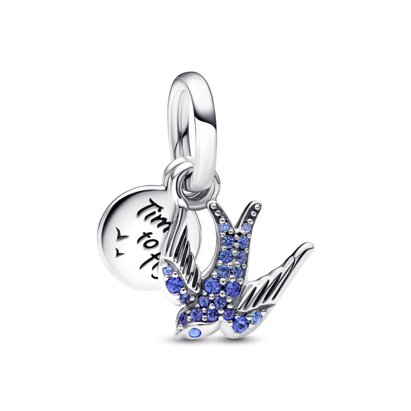 CHARM PANDORA COLGANTE PLATA GOLONDRINA BRILLANTE & CITA 792570C01