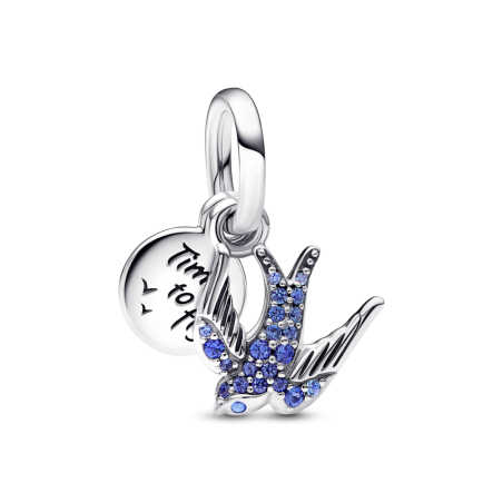 CHARM PANDORA COLGANTE PLATA GOLONDRINA BRILLANTE & CITA 792570C01