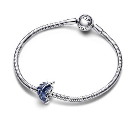 CHARM PANDORA PLATA DE LEY PLUMA CURVADA AZUL 792576C01