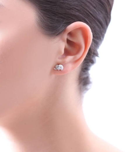 Pendientes Plata y circonitas 6mm "Elefante"