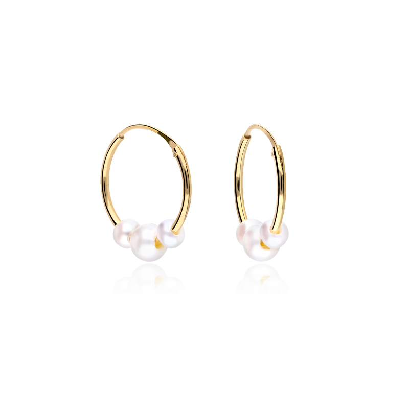 Pendientes aro Oro 18k y perlas cultivadas "Virginia"