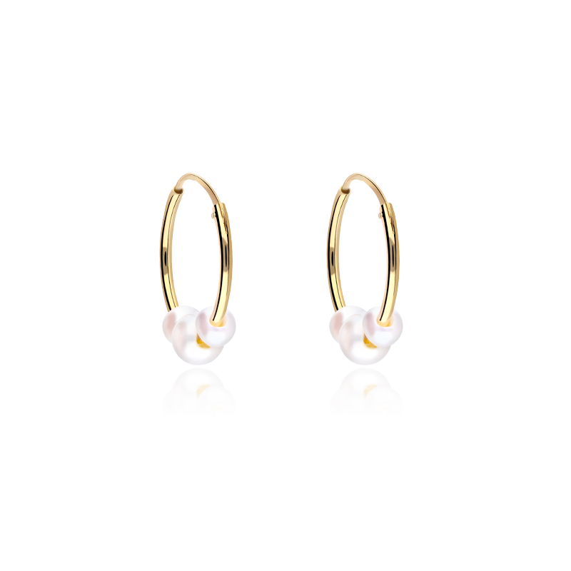 Pendientes aro Oro 18k y perlas cultivadas "Virginia"